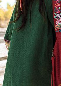 fine green winter outwear plus size Jackets & Coats embroidery Chinese Button coats - SooLinen