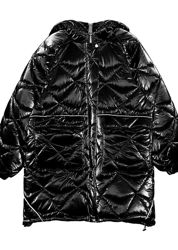 fine oversize winter jacket green hooded zippered Parkas for women - SooLinen