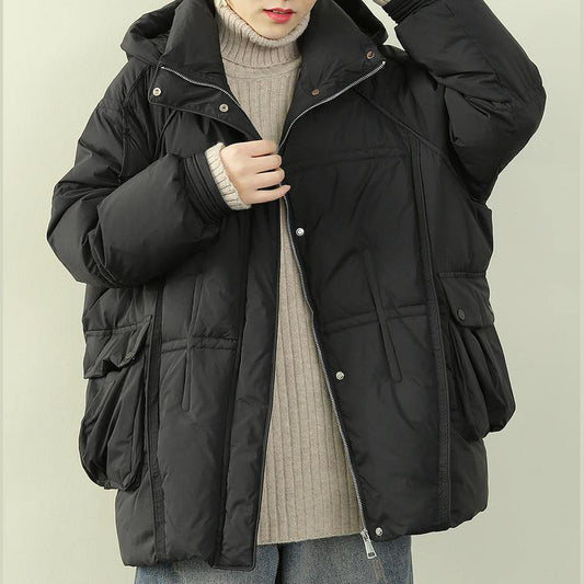plus size snow jackets coats khaki hooded patchwork warm coat - SooLinen