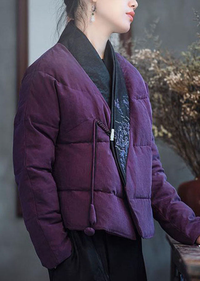 Vintage Rosa Lila Bestickt Patchwork Ente Unten Puffer mäntel Winter