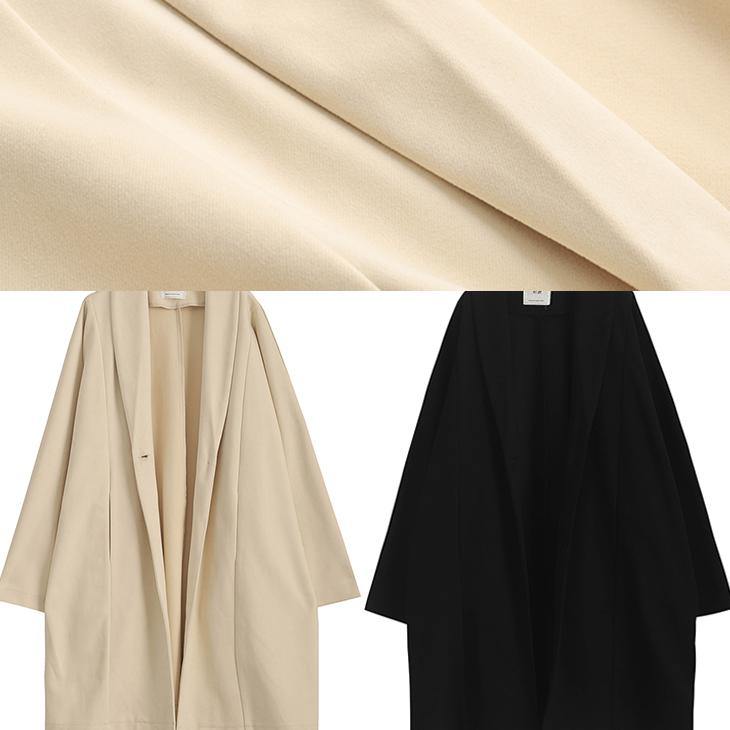 vintage beige wool overcoat Loose fitting Coats Batwing Sleeve pockets coats - SooLinen