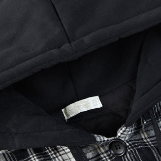 Winter lässige Gitterdruck Baumwolle dicke Mäntel Plus Size Kapuze dicke niedrige hohe Strickjacken