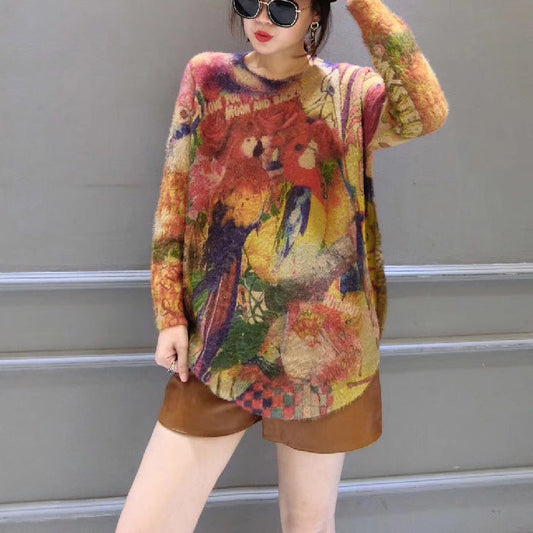 Winter Vintage Wollstricktops Oversize Casual Damen Wild Gemütlich Pullover