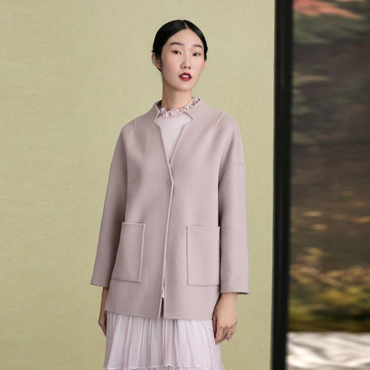 Damen Wolloberbekleidung trendige Übergrößenjacken mit großen Taschen Langarmjacken