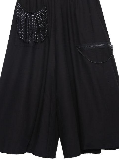 women new wild wide leg pants plus size casual tassel high waist pants - SooLinen