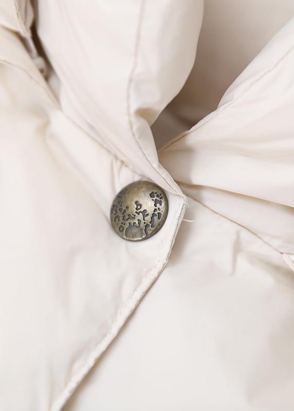 women oversize winter coats beige hooded pockets warm winter coat - SooLinen