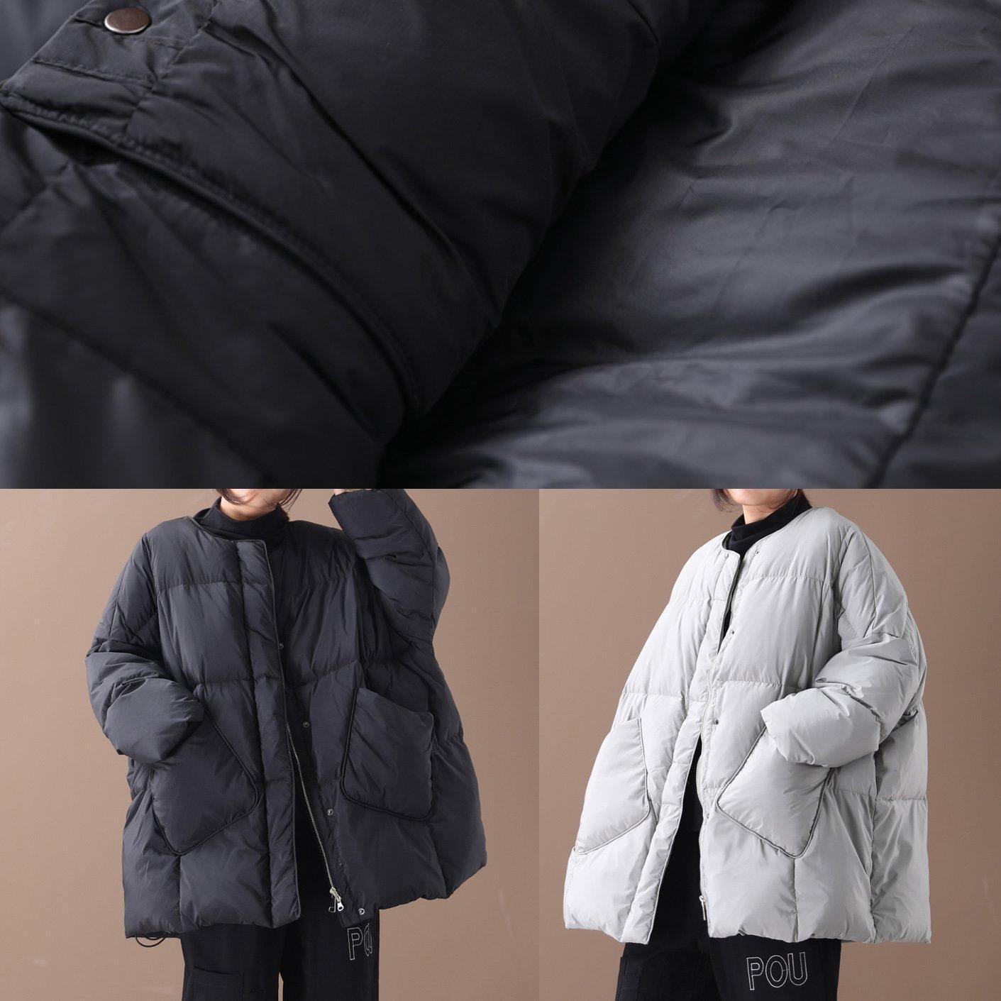 women oversized winter jacket winter coats black Button Down down coat - SooLinen