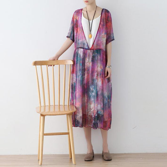 Chiffon-Kaftane mit Prints für Damen, Chiffon-Kaftane in Übergröße, feine Kurzarm-Kaftane