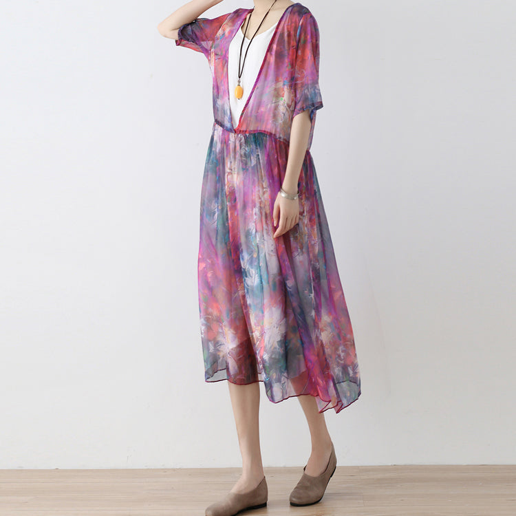 Chiffon-Kaftane mit Prints für Damen, Chiffon-Kaftane in Übergröße, feine Kurzarm-Kaftane