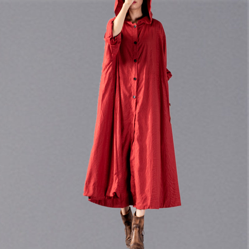 Frauen rot Wintermantel plus Größe Kleidung mit Kapuze Mode Mäntel Elegante Baggy Mäntel