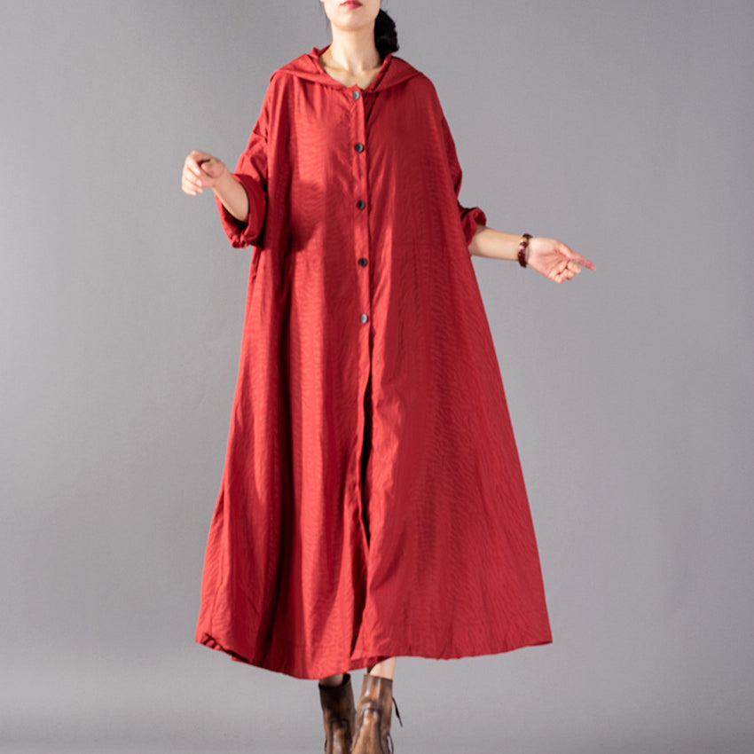 Frauen rot Wintermantel plus Größe Kleidung mit Kapuze Mode Mäntel Elegante Baggy Mäntel