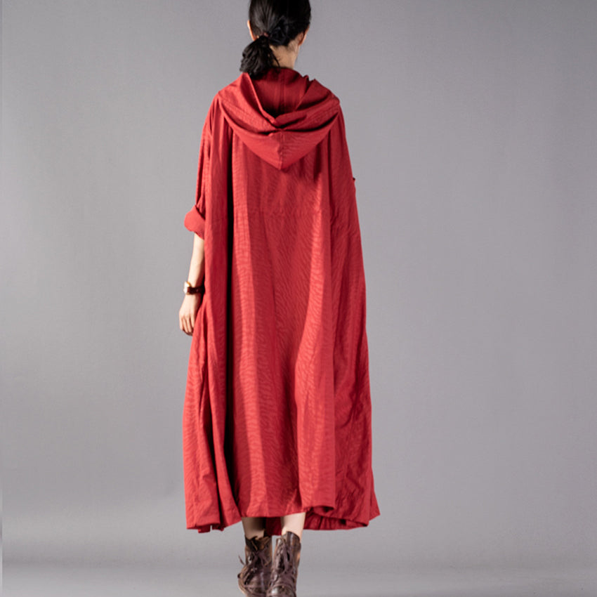 Frauen rot Wintermantel plus Größe Kleidung mit Kapuze Mode Mäntel Elegante Baggy Mäntel