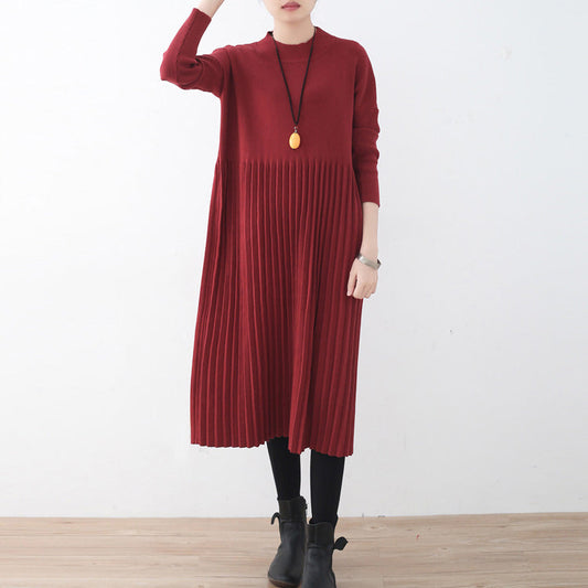 Frauen rot lange pullover übergroßen o neck pullover feine Cinched herbst