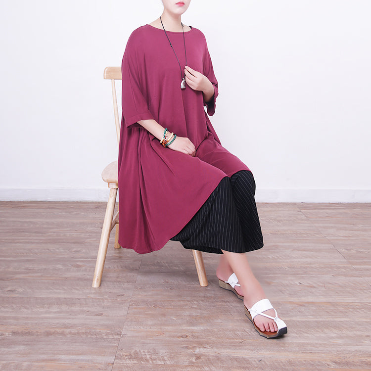 Rotes Seidenkleid für Frauen in Übergröße, Seidenkleidung, Kleid 2018, großer Saum, O-Ausschnitt, Seidenkleider