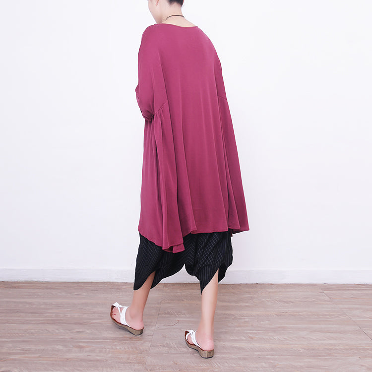 Rotes Seidenkleid für Frauen in Übergröße, Seidenkleidung, Kleid 2018, großer Saum, O-Ausschnitt, Seidenkleider