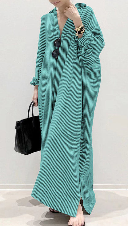 Boutique Schwarz Peter Pan Kragen Gestreiften hemden Kleid Frühling