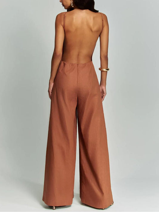 Brown Halter Jumpsuit