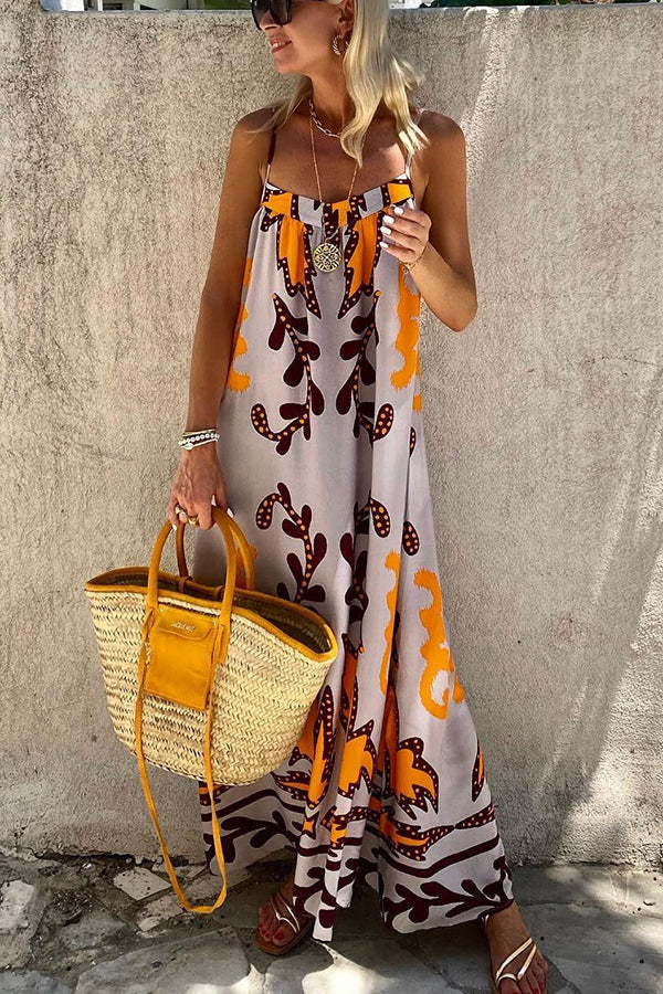 Ethnic Print Loose Cami Maxi Dress