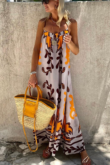Ethnic Print Loose Cami Maxi Dress