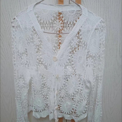 Women's Lace V-Neck Long Sleeve Top