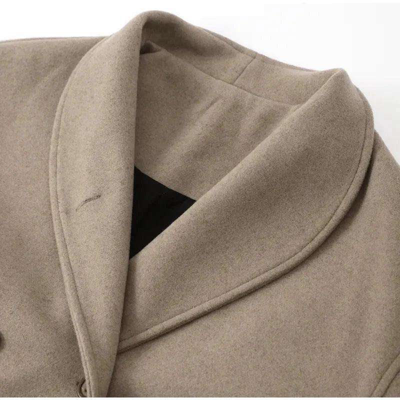 Stand-collar double-breasted loose-fit cropped casual jacket