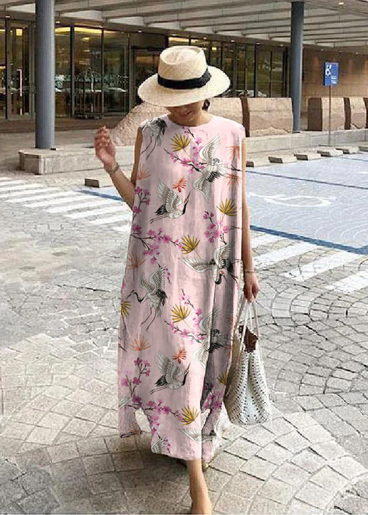 Bohemian O Neck Seite Offen Leinen Baumwolle Kleidung Stoffe Grün polka dots Kleid