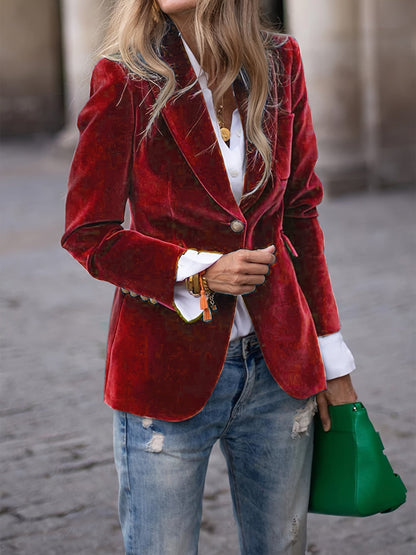 Women's Autumn and Winter Fashion Velvet Blazer