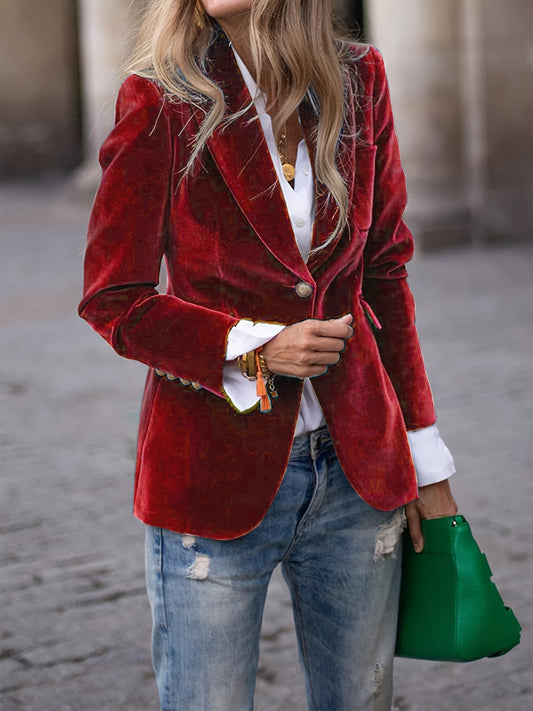 Women's Autumn and Winter Fashion Velvet Blazer