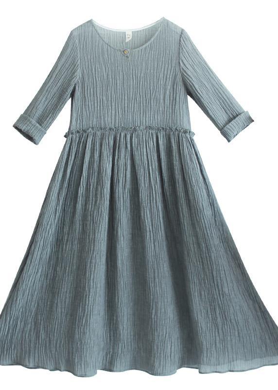 100% Green dresses O-Neck Patchwor long Summer Dresses - SooLinen