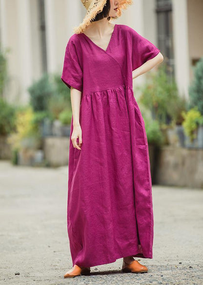 Cute Rose Linen Dresses Plus Size Summer Dress - SooLinen