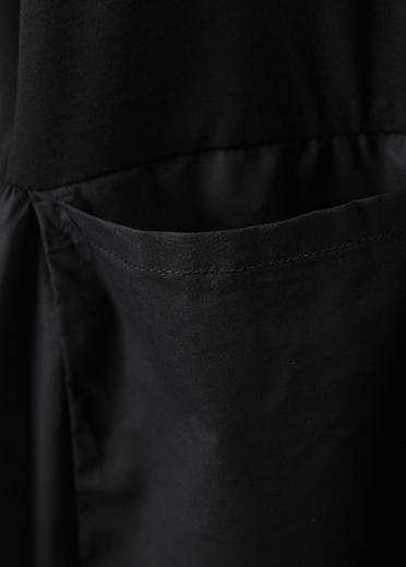 100% o neck patchwork clothes Catwalk black loose Dresses - SooLinen