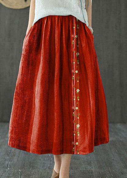 Stil Gestreifte Retro Patchwork A Linie Röcke Ramie