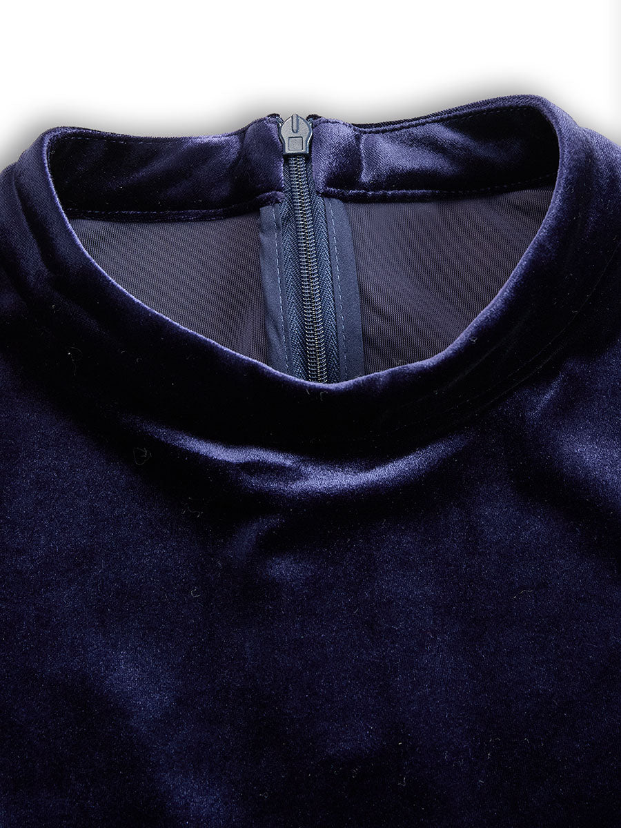 Luxurious   Velvet Long-Sleeve Midi Dress