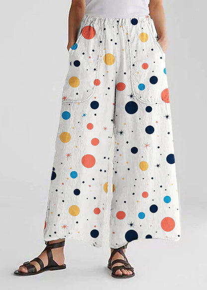 Lockere Freizeithose aus Baumwollleinen mit weitem Bein