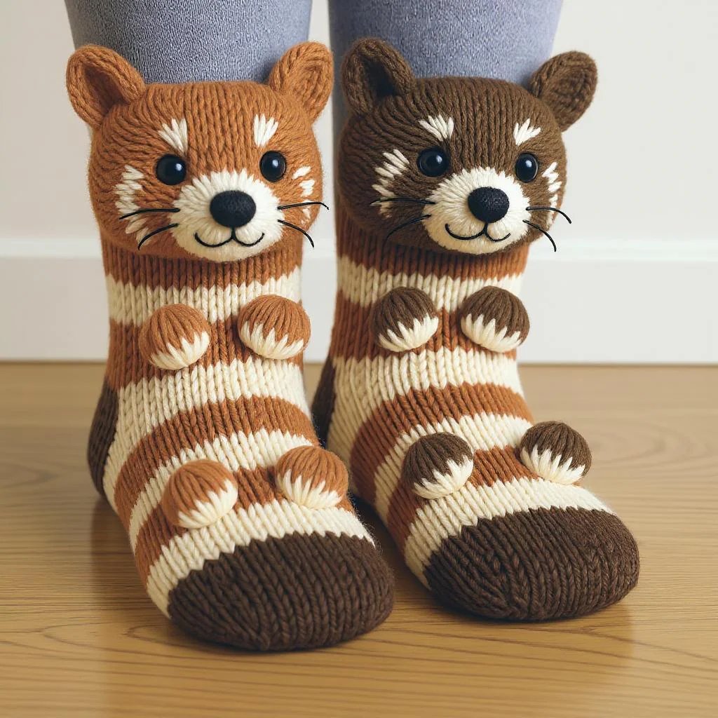 🎄3D Knit Animal Socks