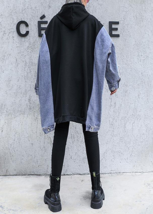 French Hooded Asymmetric Clothes For Women Work Outfits Black A Line Tops - SooLinen