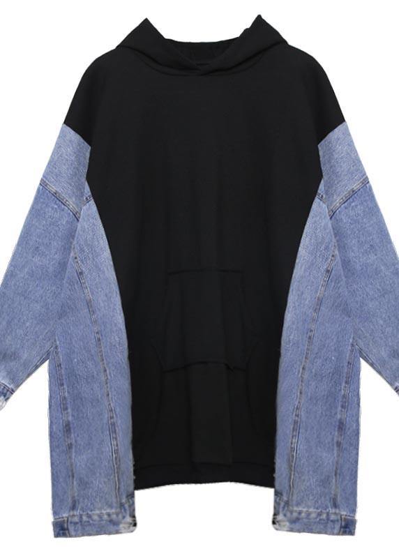 French Hooded Asymmetric Clothes For Women Work Outfits Black A Line Tops - SooLinen