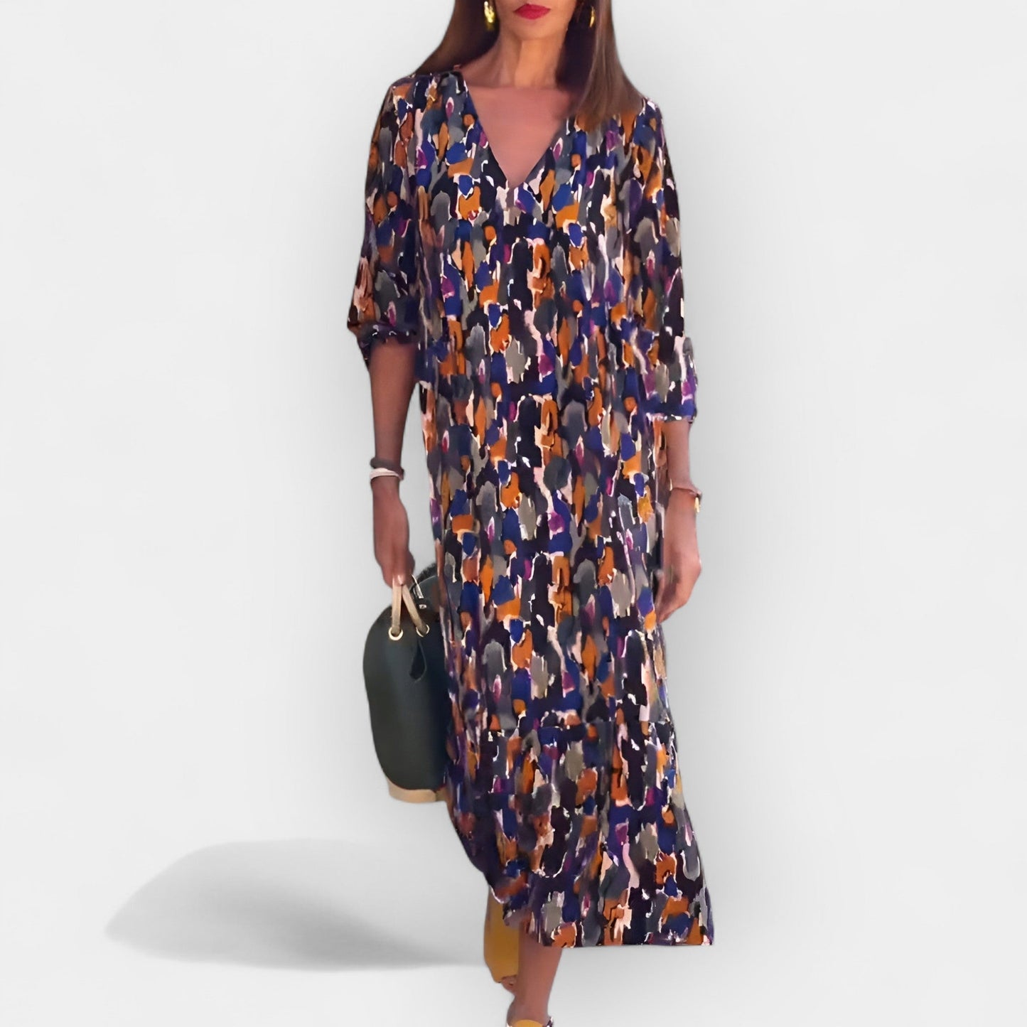 V-Neck Dress with Retro Design