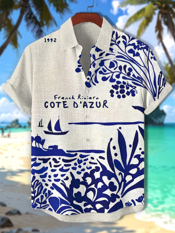 Men's Sailing Vacation Plants Art Print Short Sleeve Shirt