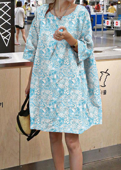 Stil rosa Baumwolle Leinen Outfit O Hals Cinched A Linie Sommerkleider