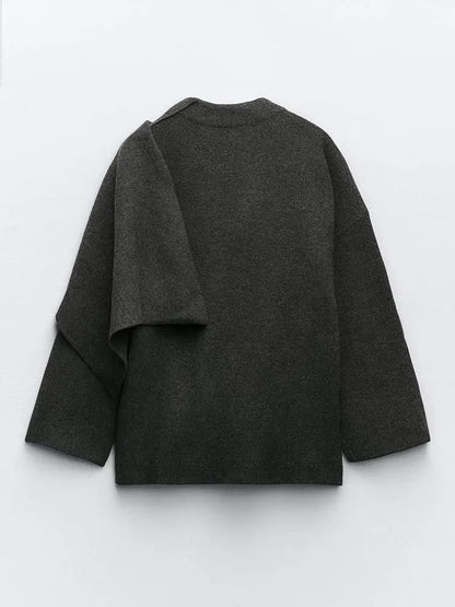 Deep gray wrap-style wool blazer
