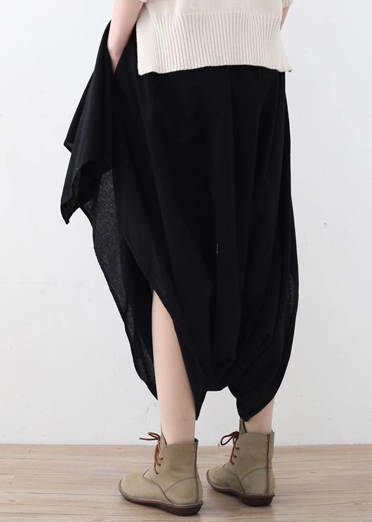 2021 Fall new black women's original design literary irregular asymmetric wide legs - SooLinen