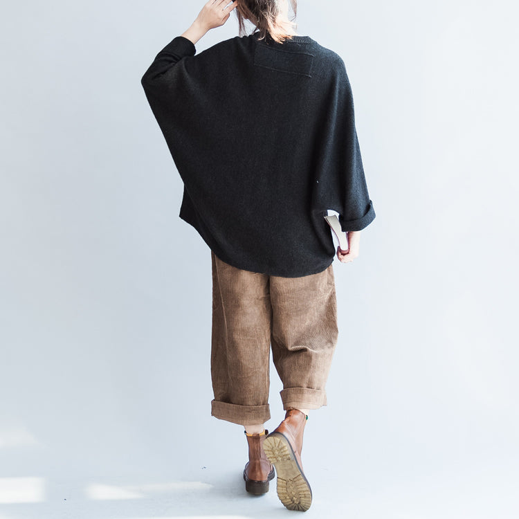 2024 Herbst Baumwollpullover Oversize O-Ausschnitt Fledermausärmel Strickpullover