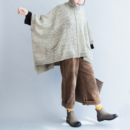 2024 Herbstmode Baumwoll-Strickpullover Übergröße Fledermausärmel Pullover mit großem Saum