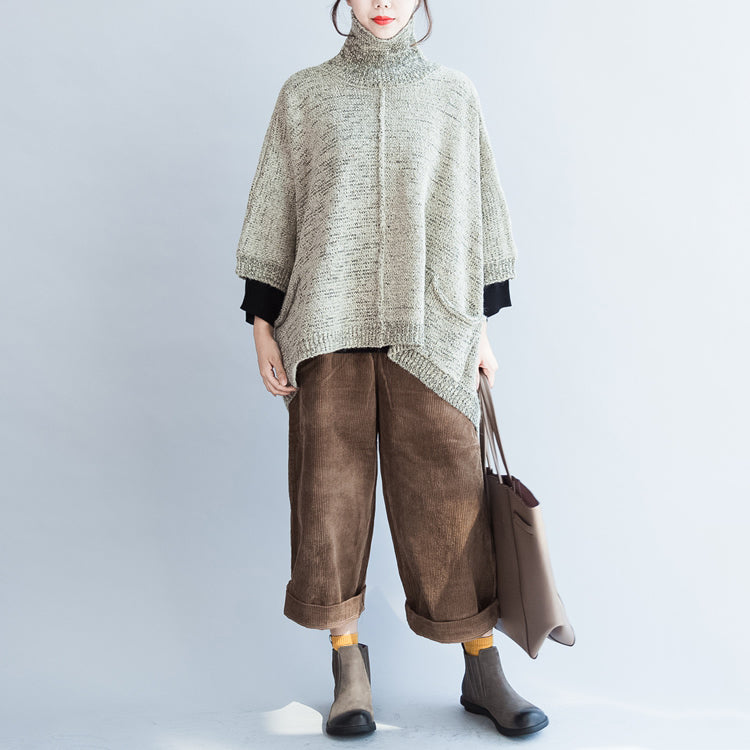 2024 Herbstmode Baumwoll-Strickpullover Übergröße Fledermausärmel Pullover mit großem Saum
