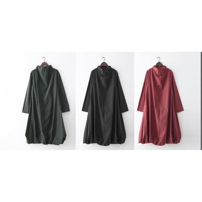 2024 Herbst Teegrün Baumwollkleider Original Design Baggy Kaftane Plus Size Kleid