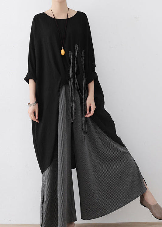 2024 Herbsthose mit weitem Bein, super lockere Leinenhose, lässig, elastische Taille, übergroß