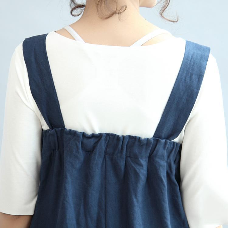 2024 blaue lässige Leinenhose oversize stylische Jumpsuithose