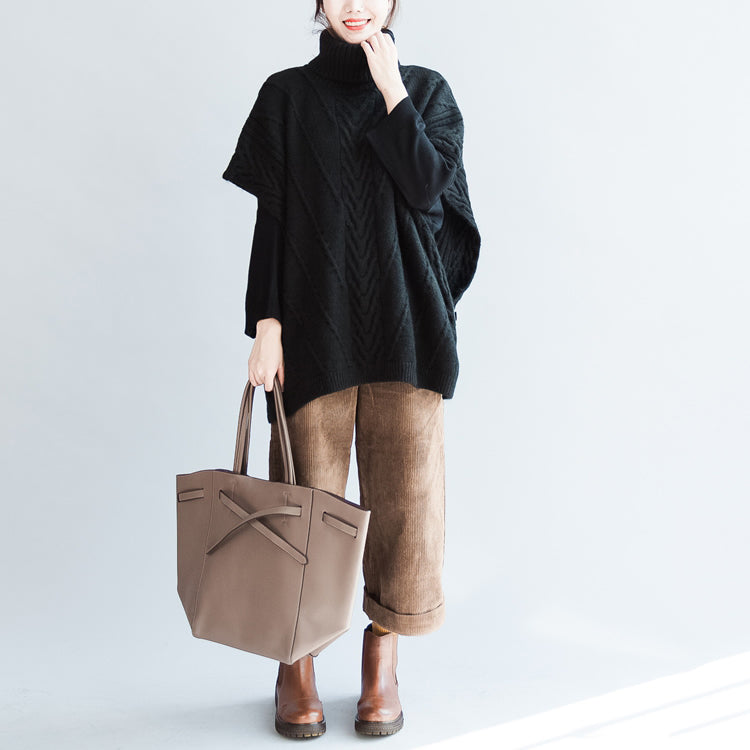 2024 Zopfmusterpullover schwarz Mode Übergröße Baumwolle große Weste