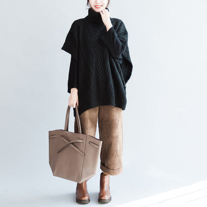 2024 Zopfmusterpullover schwarz Mode Übergröße Baumwolle große Weste